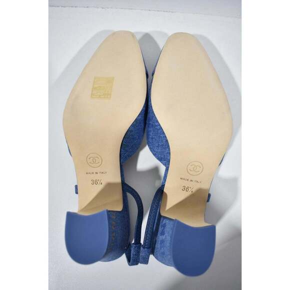 Chanel 22P Mademoiselle Coco Sling Light Blue Denim Slingback Sandal Heel 36.5 - Picture 10 of 10